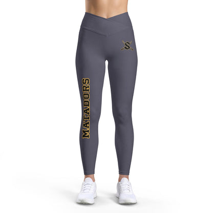 Matadors Black Luxe Leggings — V‑Waist Athletic Yoga Leggings with Side Logo