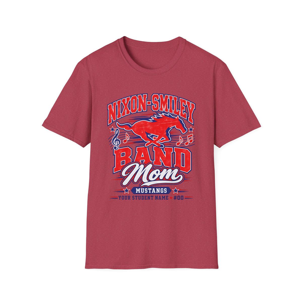 Mustangs Band Mom T-Shirt — Nixon-Smiley Band Support Tee