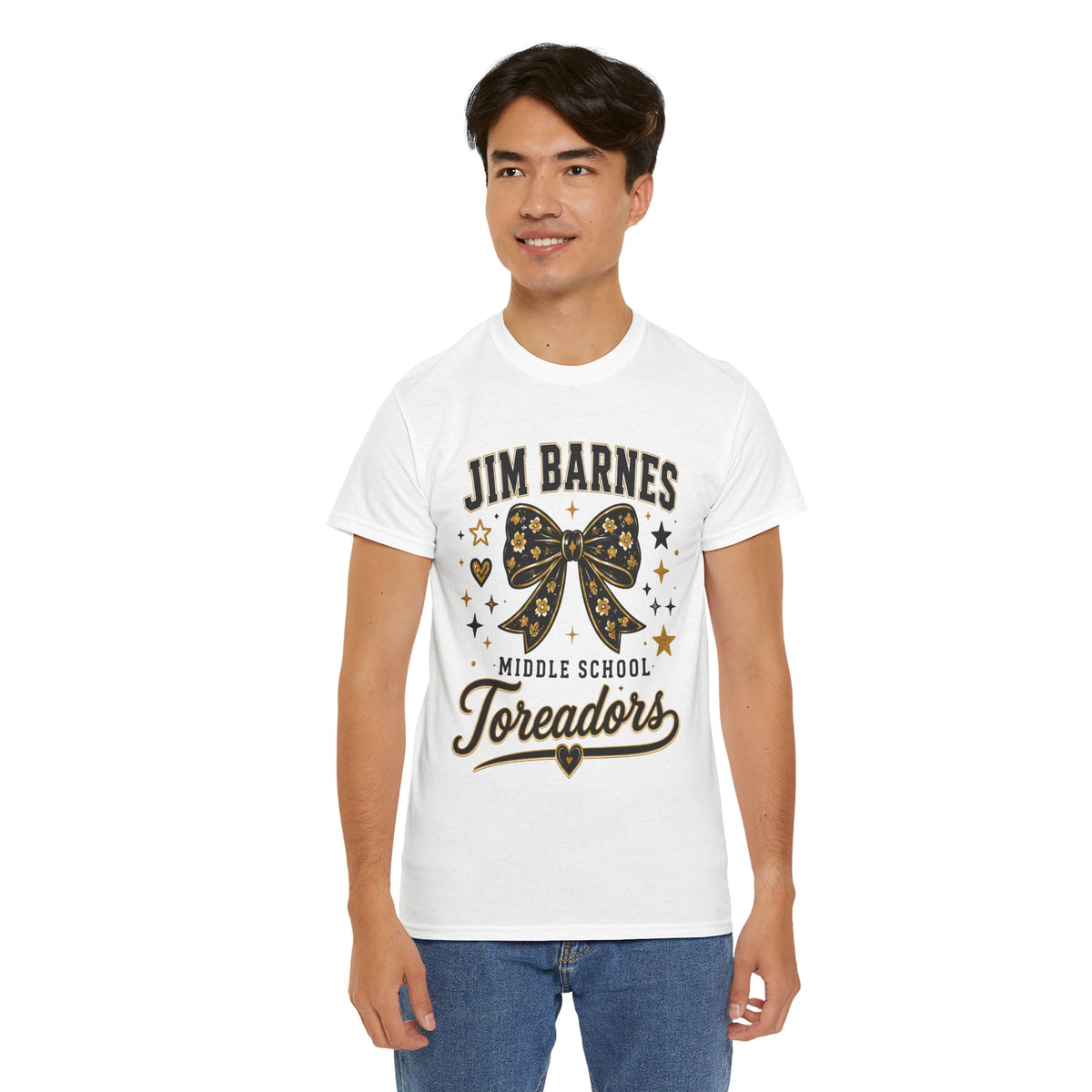 T-Shirt — Jim Barnes Middle School Toreadors Cheer Bow Design