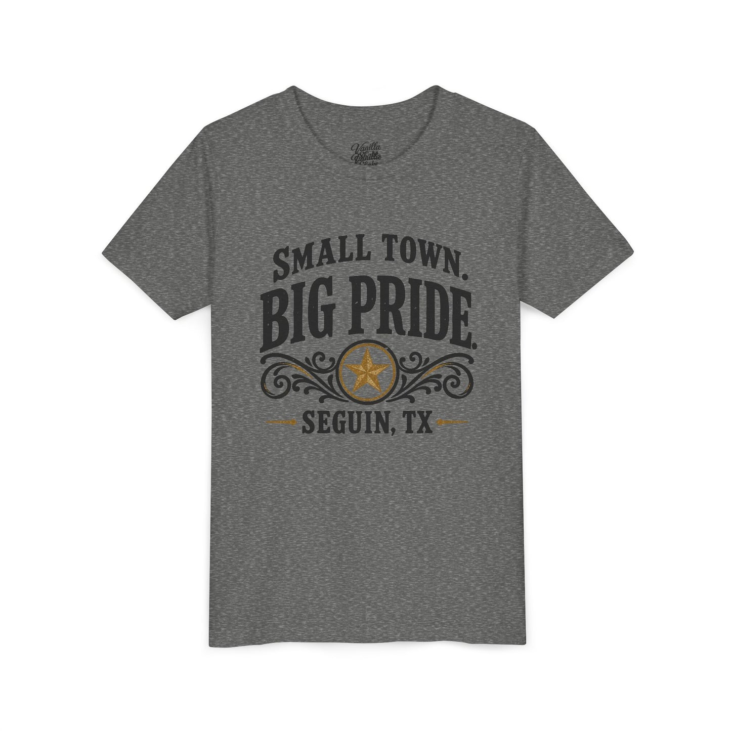 Youth Tee — "Small Town. Big Pride. Seguin, TX" Vintage Star