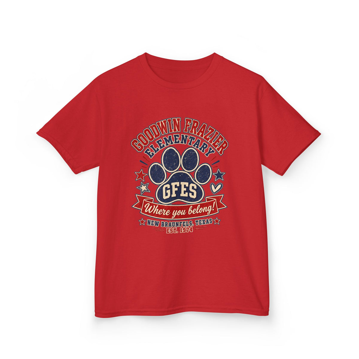 Kids Tee — Goodwin Frazier Elementary GFES Paw Print School Spirit Shirt