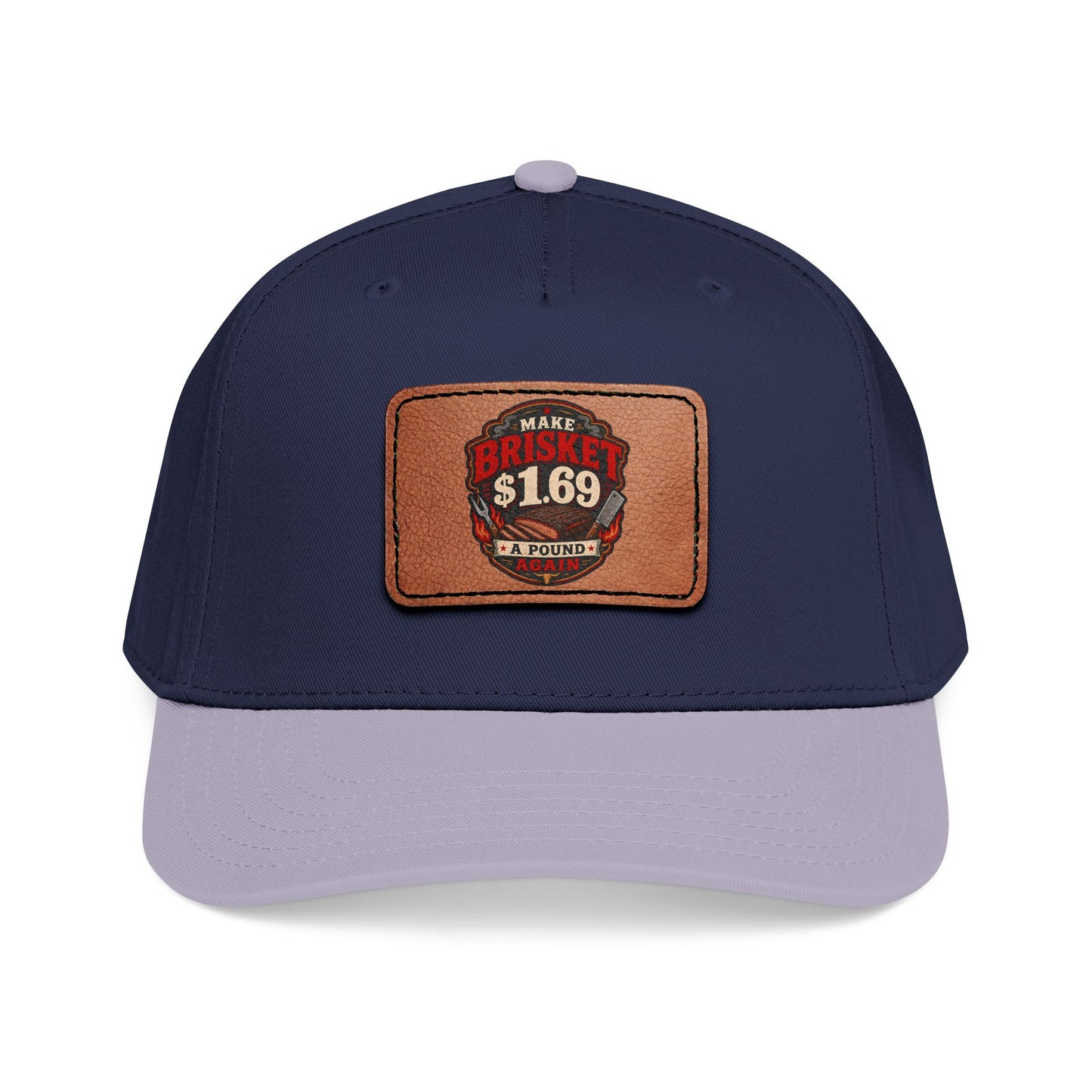 VSA Brisket Mid Profile Baseball Cap with Leather Patch (Rectangle)