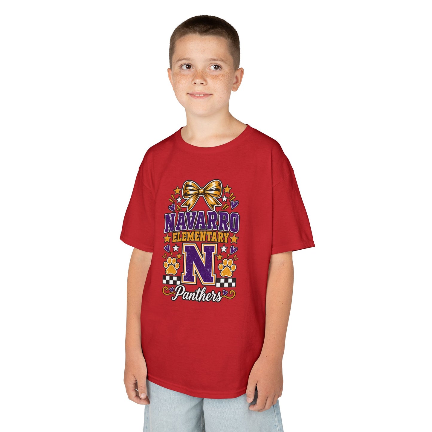 Kids Navarro Elementary Panthers T‑Shirt — Purple & Gold School Spirit Tee