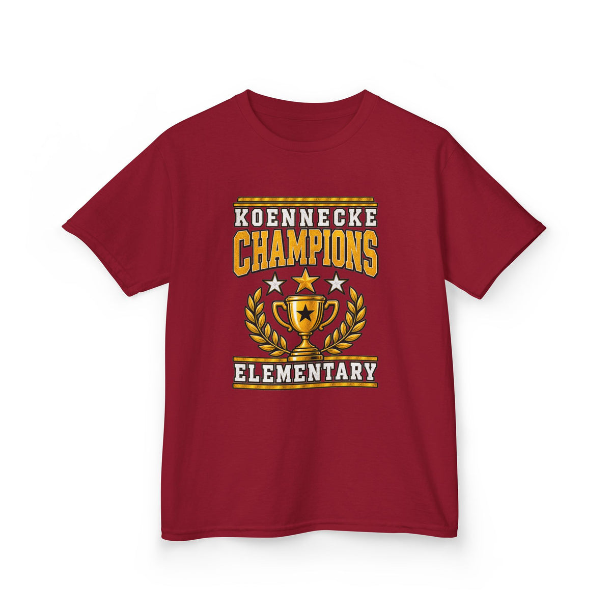 Koennecke Champions Elementary Kids T-Shirt — School Spirit Trophy Design