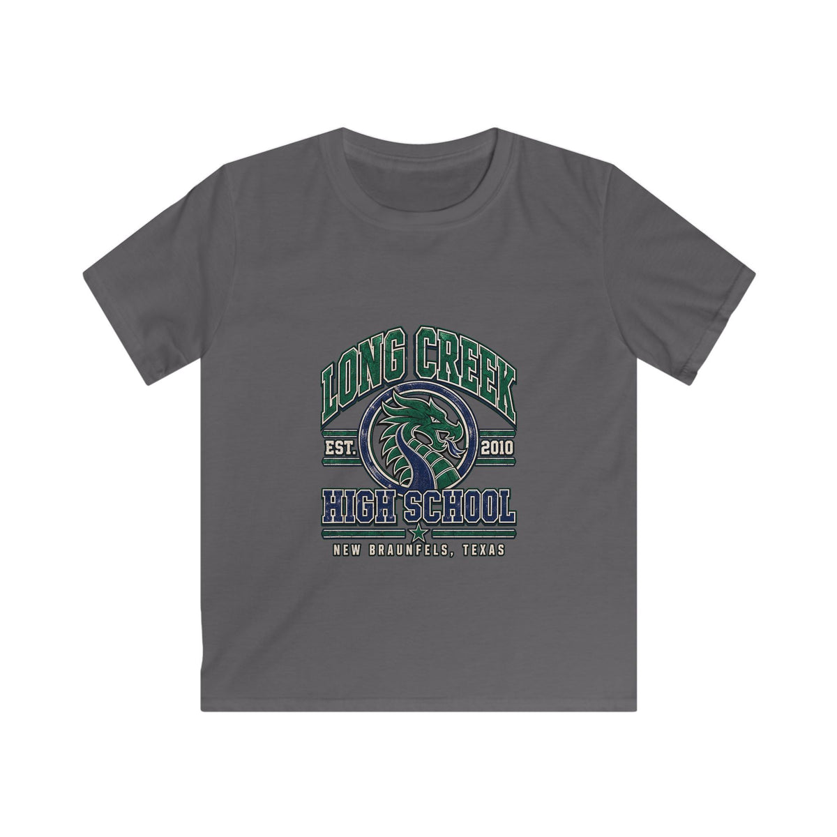 Long Creek High School Kids Tee – Dragon Mascot School Spirit Shirt
