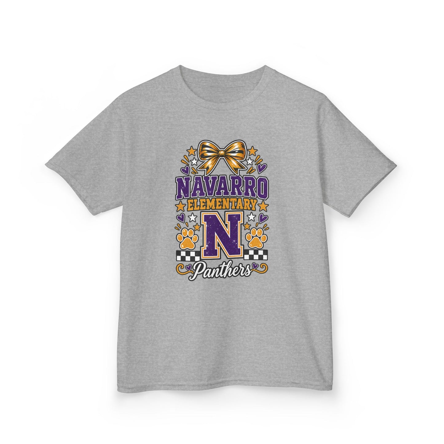 Kids Navarro Elementary Panthers T‑Shirt — Purple & Gold School Spirit Tee