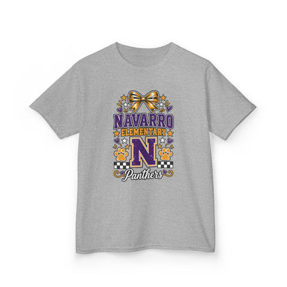 Kids Navarro Elementary Panthers T‑Shirt — Purple & Gold School Spirit Tee