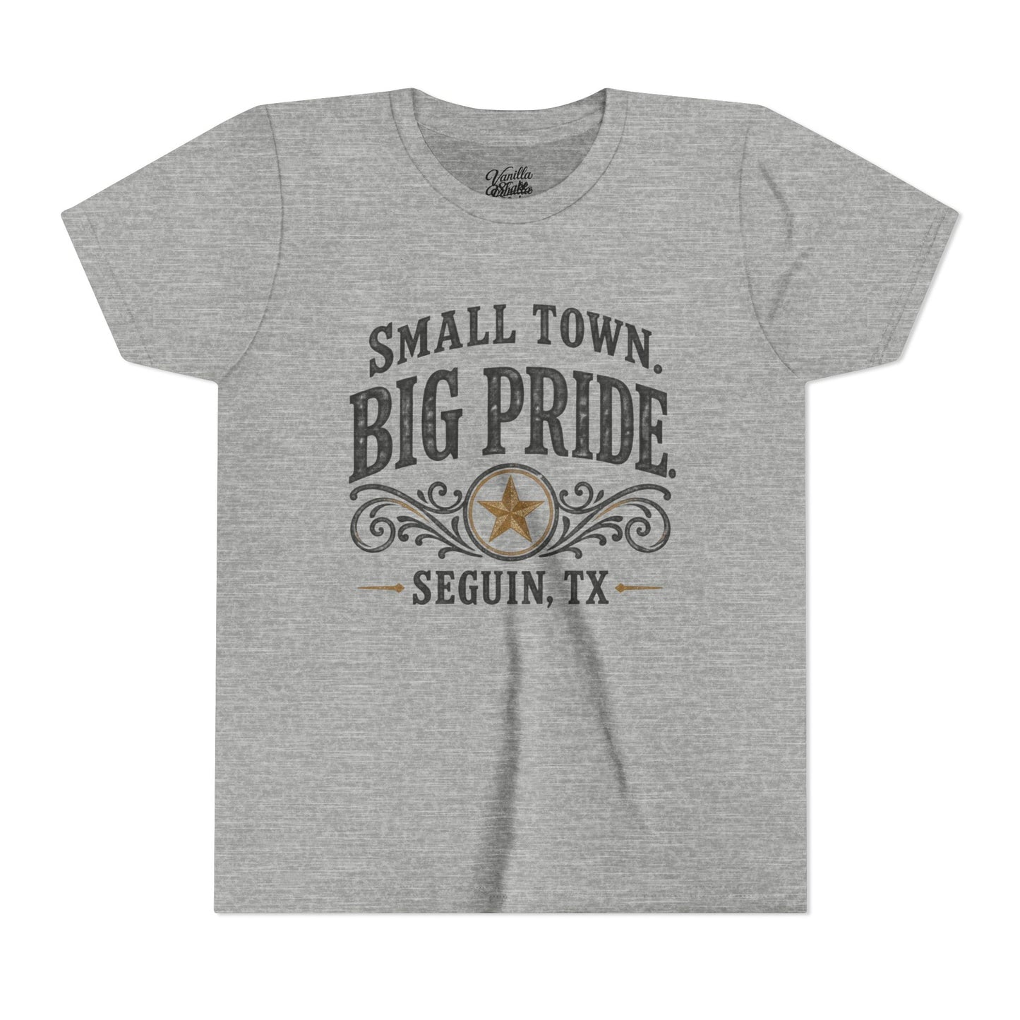 Youth Tee — "Small Town. Big Pride. Seguin, TX" Vintage Star