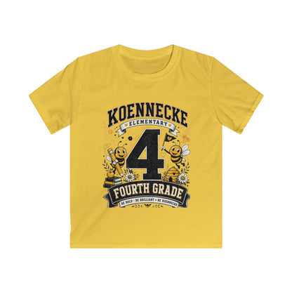 Koennecke Elementary Fourth Grade Kids T‑Shirt — '4 Fourth Grade' Bee School Tee