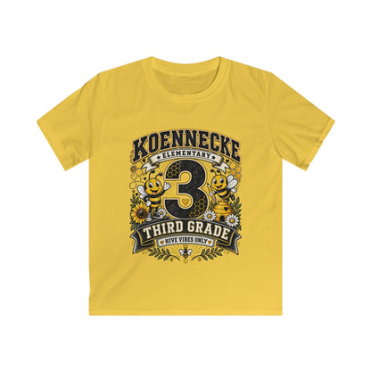 Third Grade Kids Tee - Koennecke Elementary 3rd Grade Sunflower Bee School Shirt