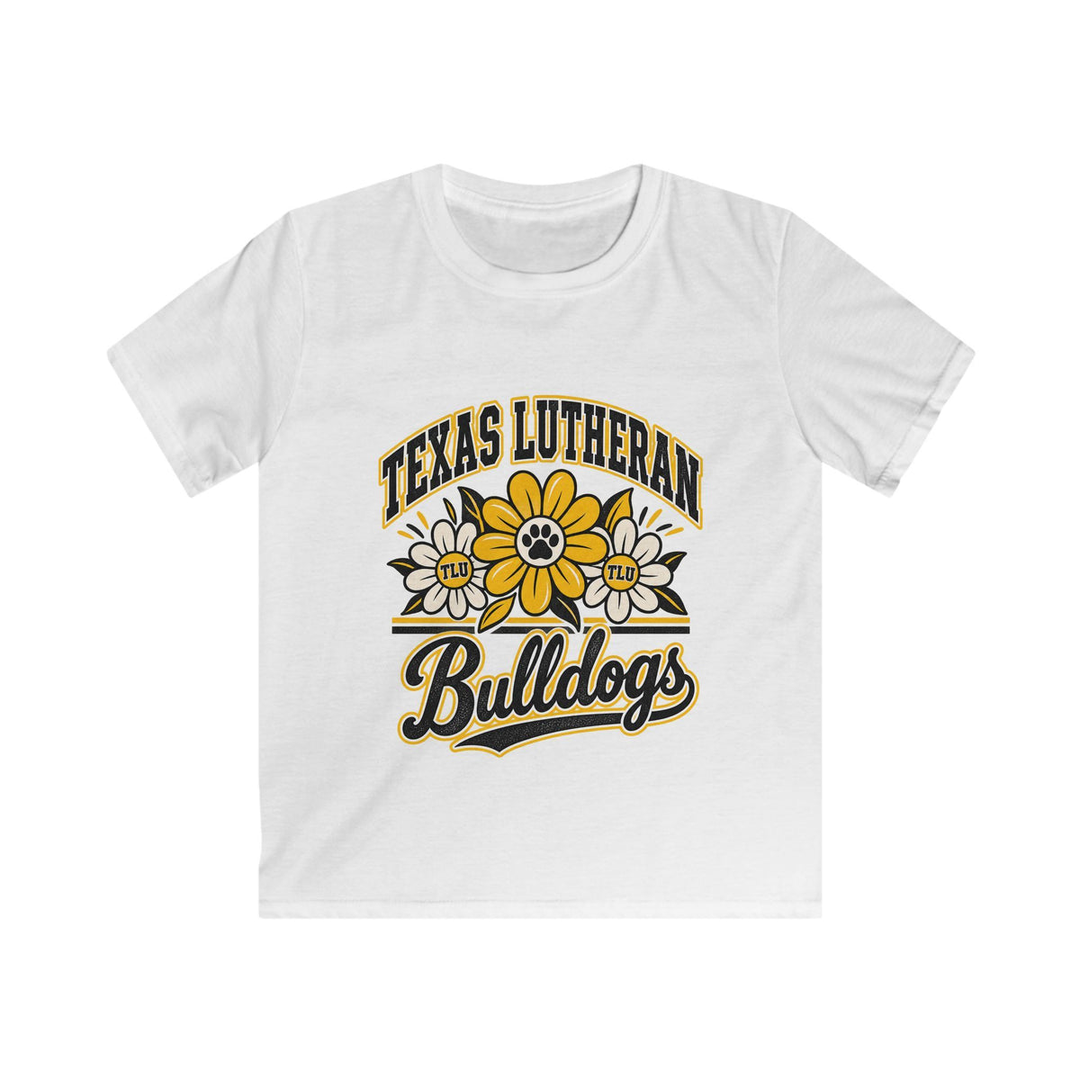 Texas Lutheran Bulldogs Kids T-Shirt — Floral Mascot Youth Tee