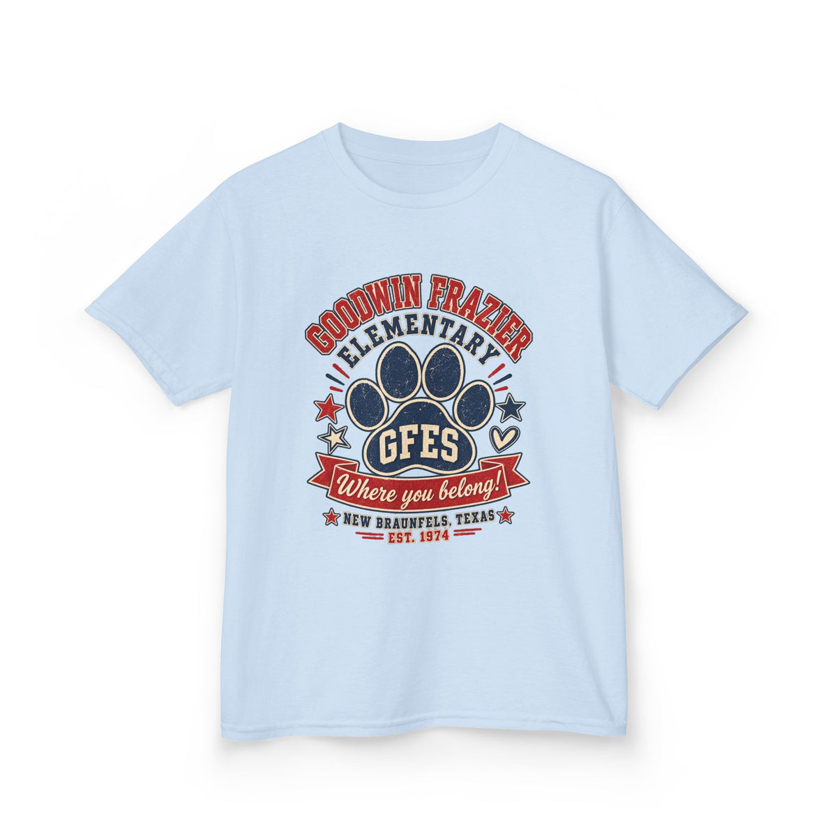 Kids Tee — Goodwin Frazier Elementary GFES Paw Print School Spirit Shirt