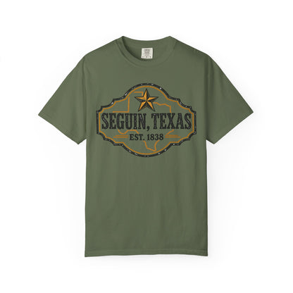 Seguin, Texas Vintage Badge T-Shirt — Est. 1838 Cotton Tee