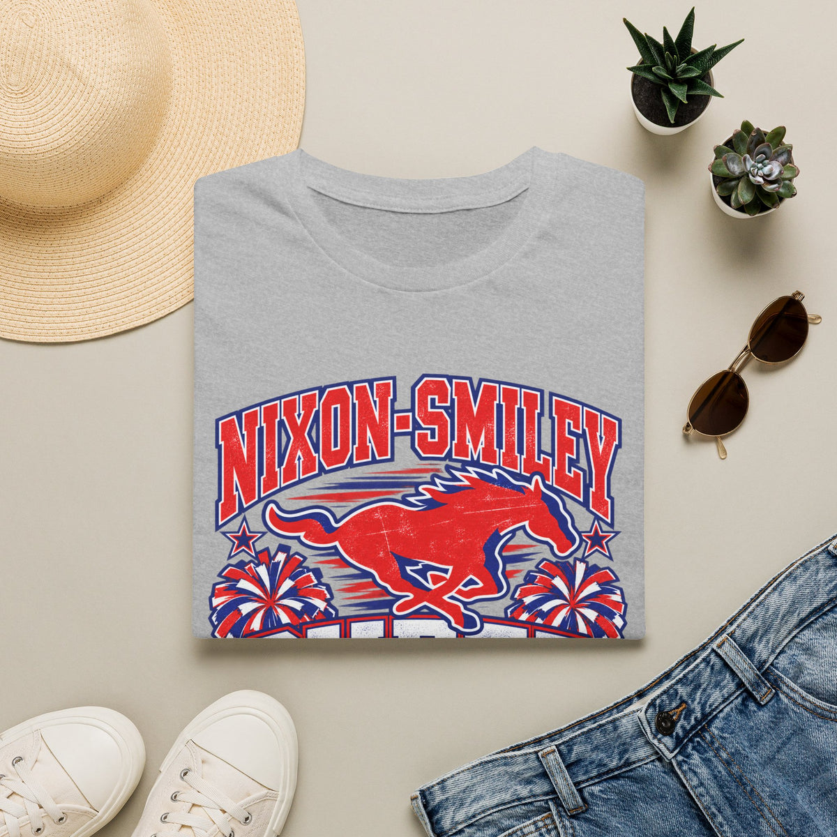 Nixon-Smiley Mustangs Cheer Dad T-Shirt — School Spirit Fan Tee