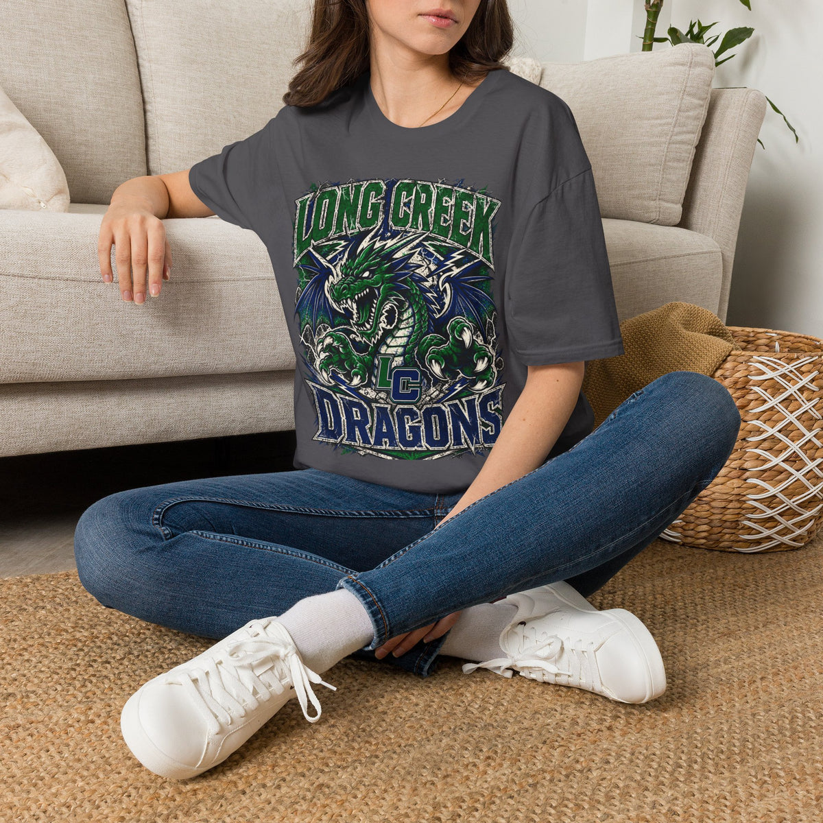 Long Creek Dragons T-Shirt — Vintage Green Dragon School Spirit Tee