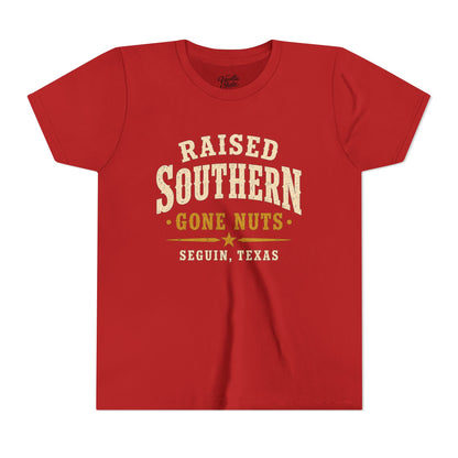 Youth Tee — "Raised Southern, Lone Star" Seguin, Texas Kids Shirt
