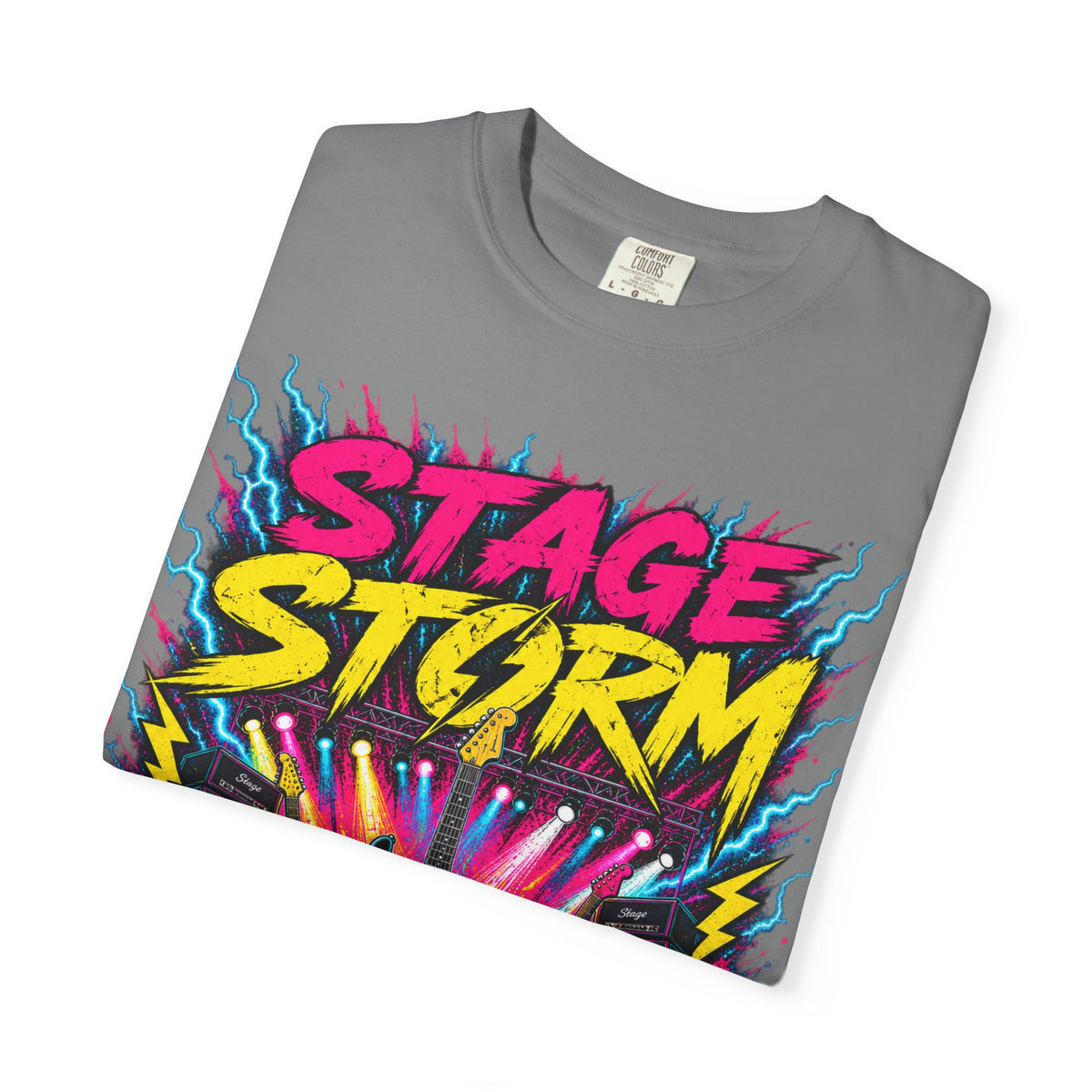 Stage Storm Rock Band T-Shirt — "Stage Storm" Guitar Concert Graphic Tee