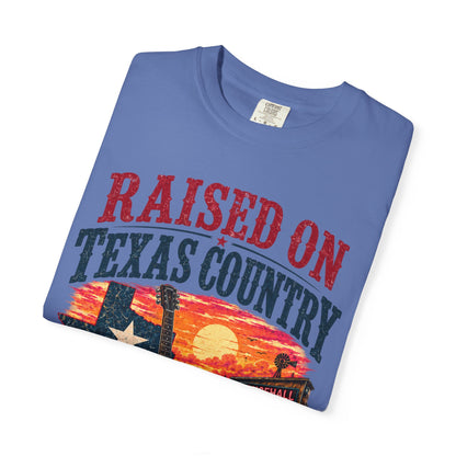 Raised on Texas Country T-Shirt — Gonzales TX Vintage Guitar Sunset Tee