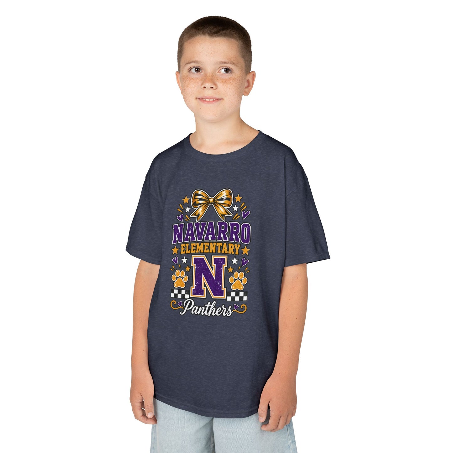 Kids Navarro Elementary Panthers T‑Shirt — Purple & Gold School Spirit Tee