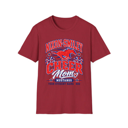 Nixon-Smiley Mustangs Cheer Mom T-Shirt — Personalized School Spirit Tee