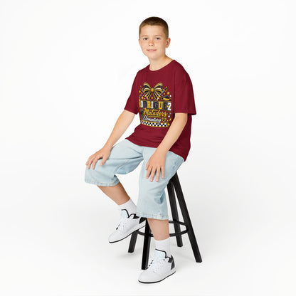 Rodriguez Matadors Elementary Kids T‑Shirt — School Spirit Bow & Mascot Tee