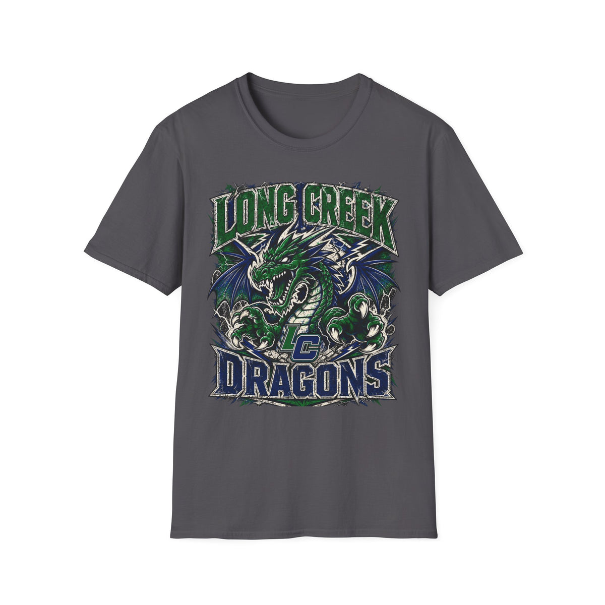 Long Creek Dragons T-Shirt — Vintage Green Dragon School Spirit Tee