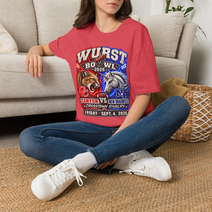 Wurst Bowl 2026 T‑Shirt — Rivalry Game Day Tee (Sausage vs. Unicorn)