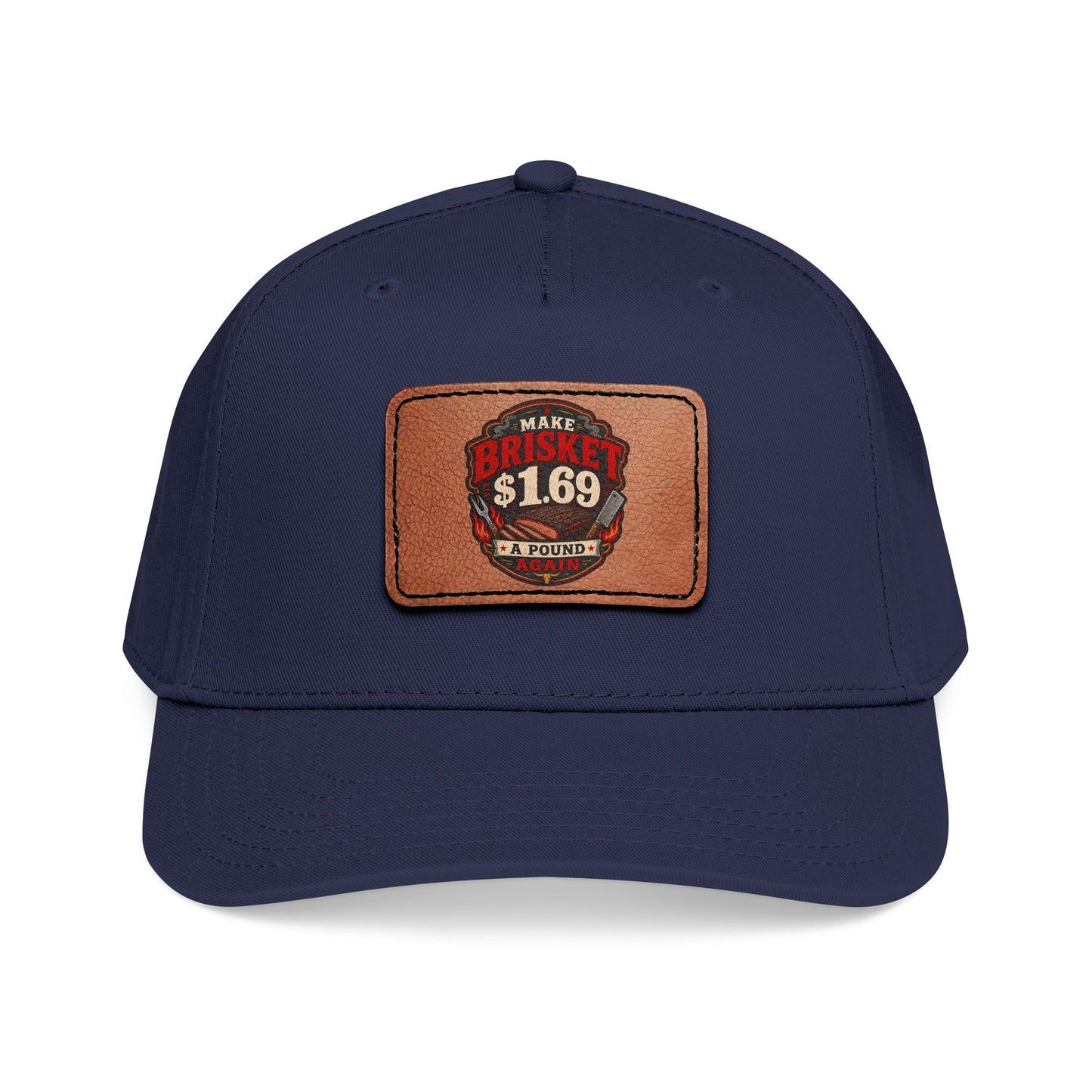 VSA Brisket Mid Profile Baseball Cap with Leather Patch (Rectangle)
