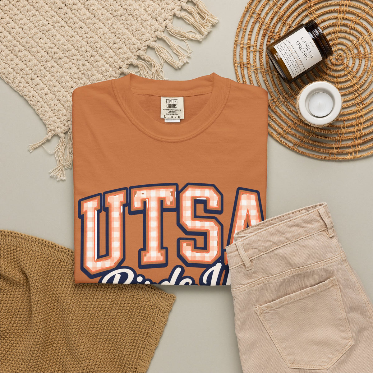 UTSA Birds Up T-Shirt — San Antonio Orange Garment-Dyed Tee