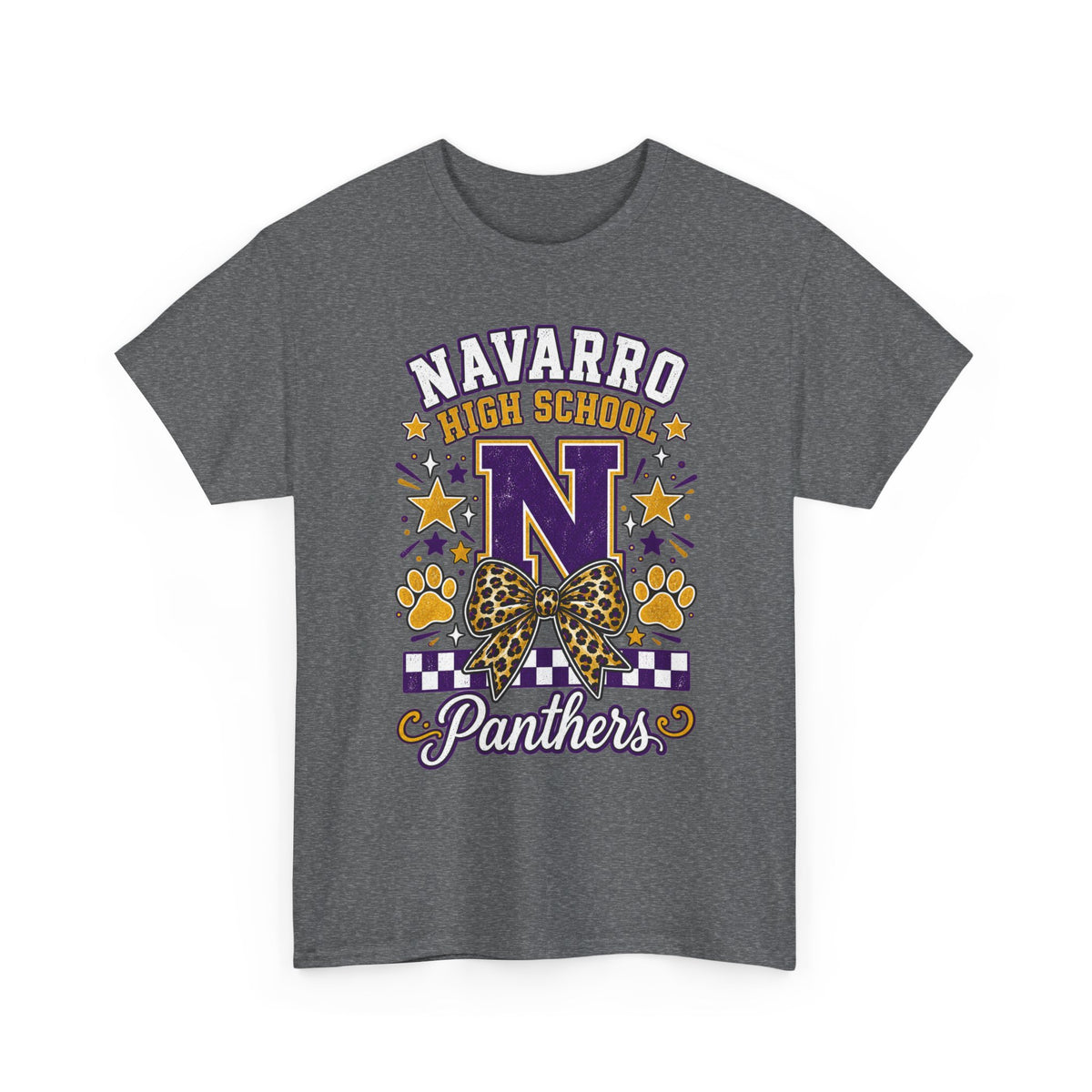 Navarro Panthers High School Tee — 'N' Leopard Ribbon Paw Print Design