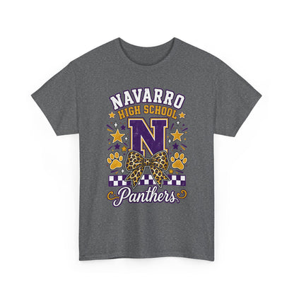 Navarro Panthers High School Tee — 'N' Leopard Ribbon Paw Print Design