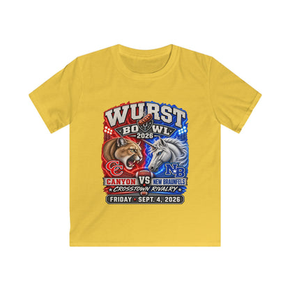 Kids Rivalry Football Tee — Canyon vs New Braunfels ‘Wurst Bowl’ 2026 Game Day Shirt