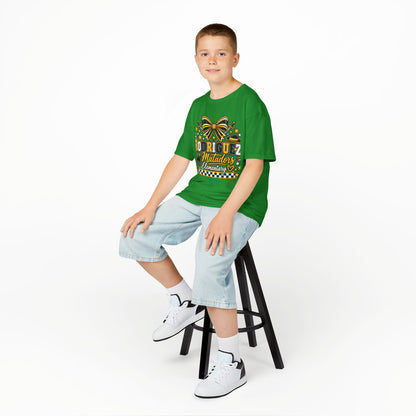 Rodriguez Matadors Elementary Kids T‑Shirt — School Spirit Bow & Mascot Tee