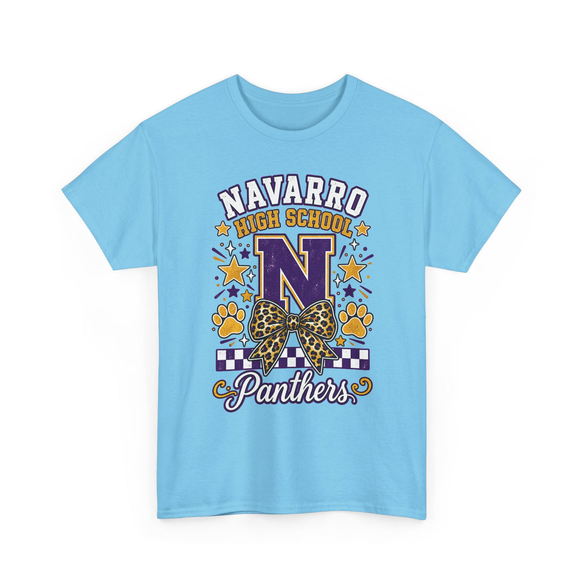 Navarro Panthers High School Tee — 'N' Leopard Ribbon Paw Print Design