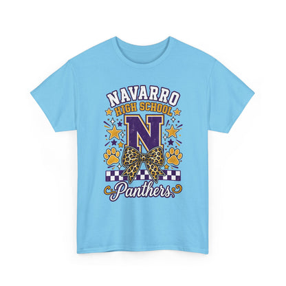 Navarro Panthers High School Tee — 'N' Leopard Ribbon Paw Print Design