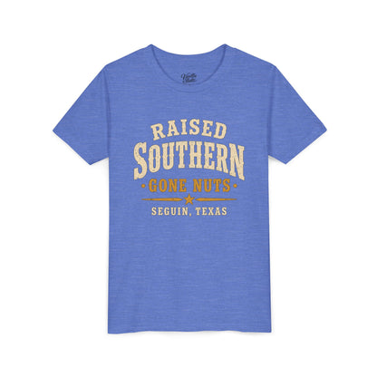 Youth Tee — "Raised Southern, Lone Star" Seguin, Texas Kids Shirt