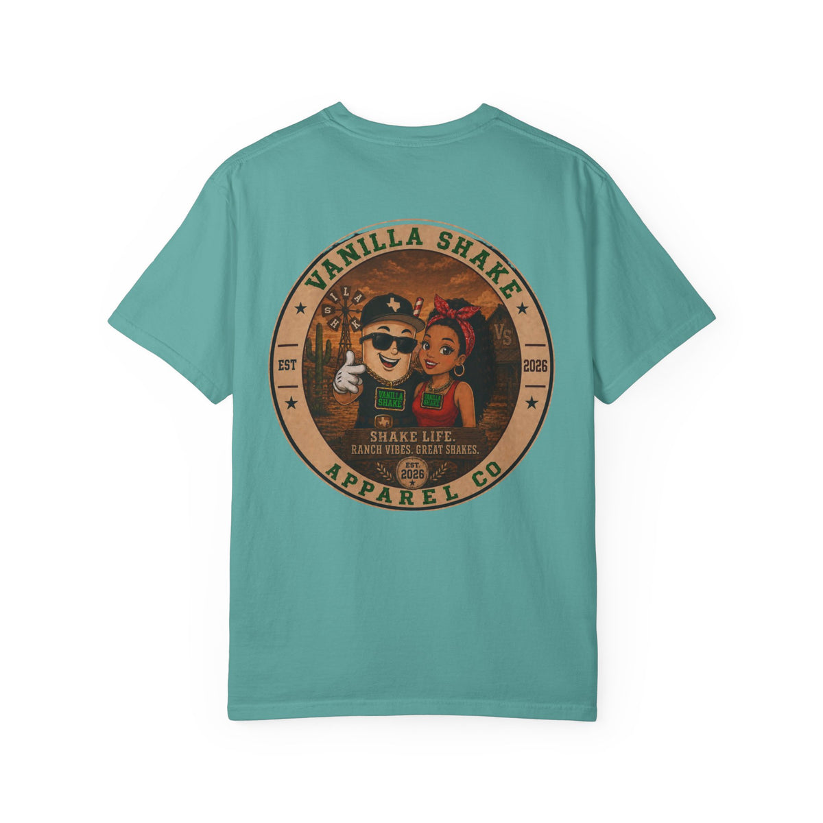Mr. & Mrs. Shake Logo 2 - Unisex Garment-Dyed T-shirt
