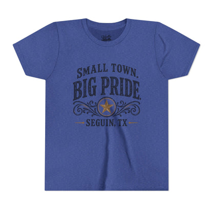 Youth Tee — "Small Town. Big Pride. Seguin, TX" Vintage Star