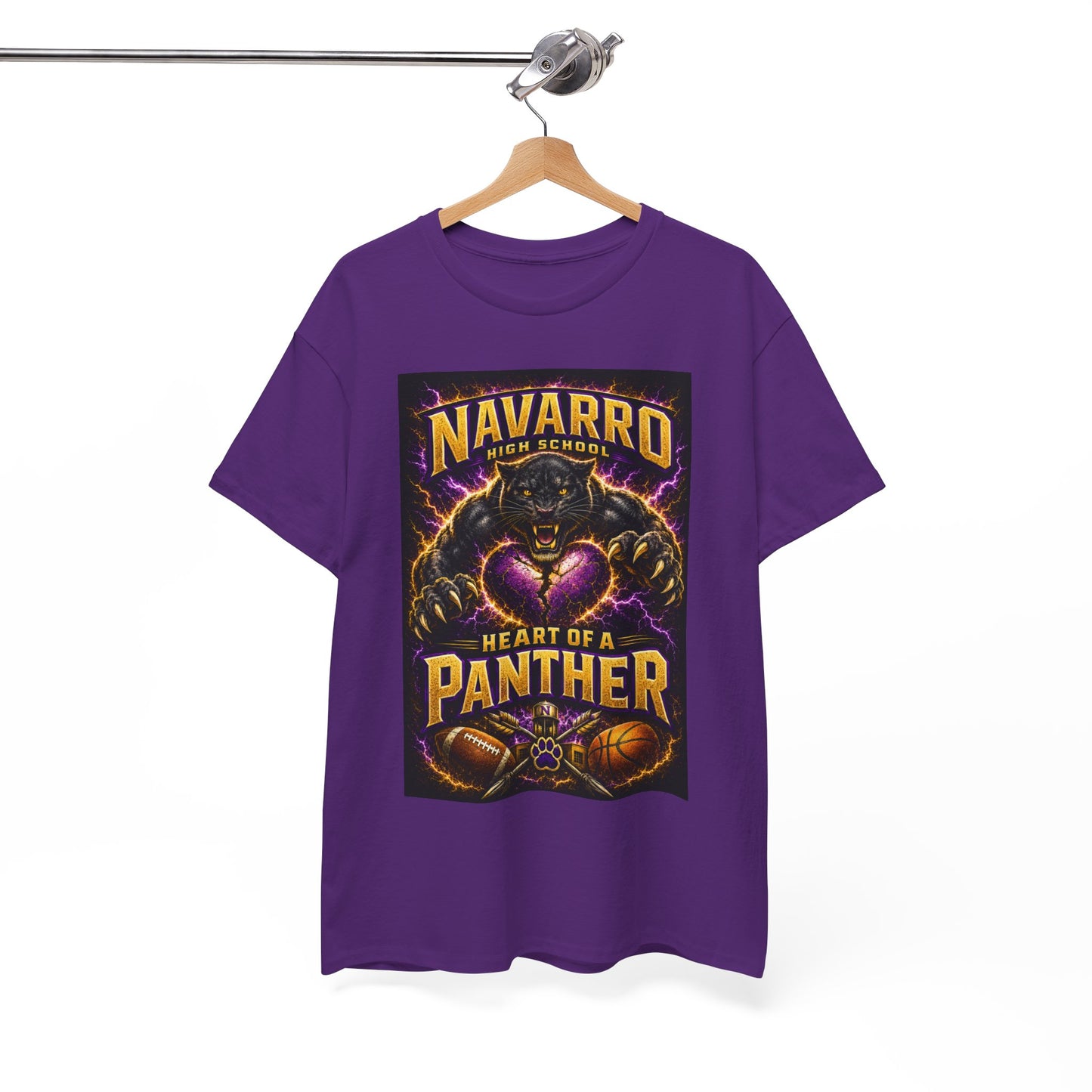 Panther Football Tee — "Navarro Heart of a Panther" High School Mascot Shirt