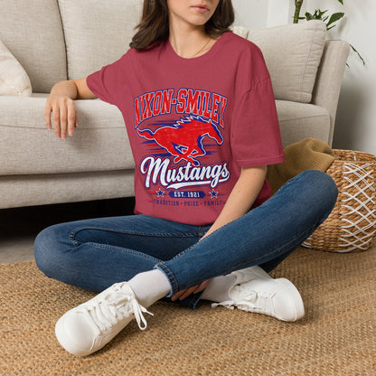 Nixon-Smiley Mustangs Tee — Retro School Mascot T-Shirt