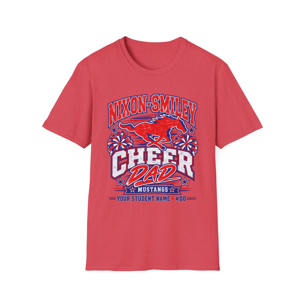Nixon-Smiley Mustangs Cheer Dad T-Shirt — School Spirit Fan Tee