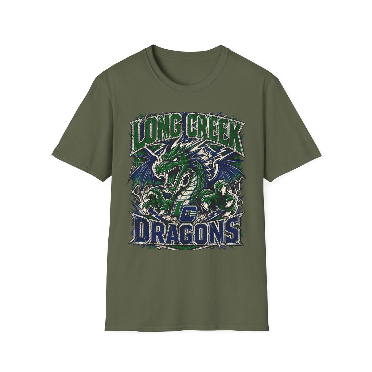 Long Creek Dragons T-Shirt — Vintage Green Dragon School Spirit Tee