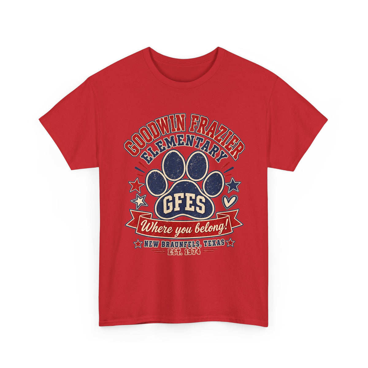 Goodwin Frazier Elementary GFES Paw Print T-Shirt — Where You Belong School Spirit Tee