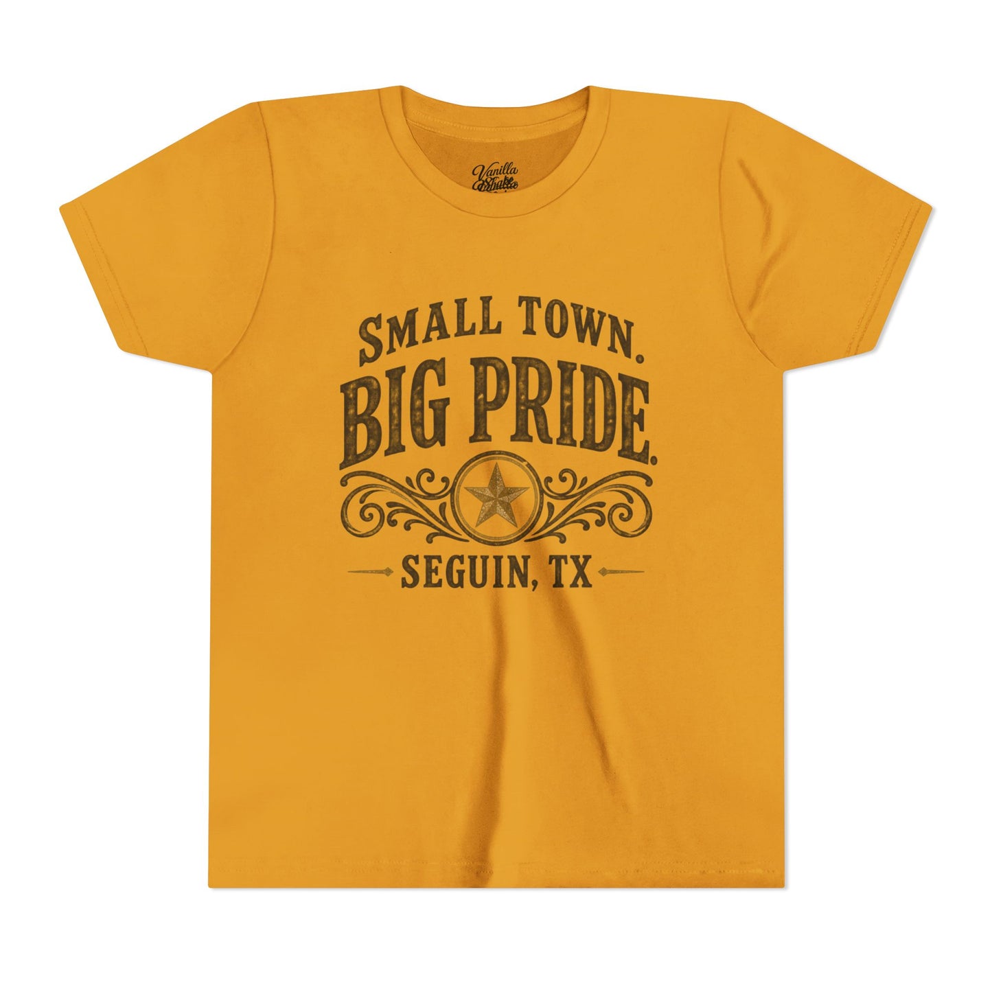 Youth Tee — "Small Town. Big Pride. Seguin, TX" Vintage Star