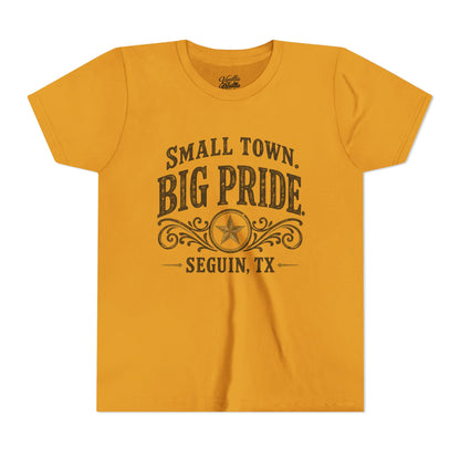 Youth Tee — "Small Town. Big Pride. Seguin, TX" Vintage Star