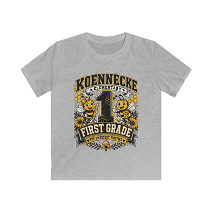 First Grade Kids Tee — 'Koennecke Elementary' Back-to-School Bee Design