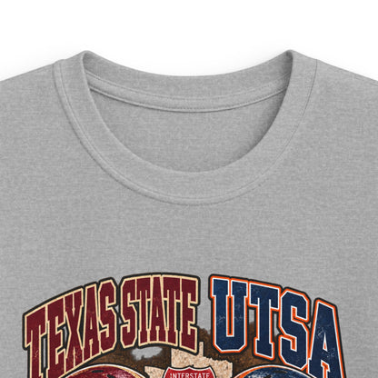 Kids Football Tee – I-35 Showdown Texas State vs UTSA Youth Game Shirt