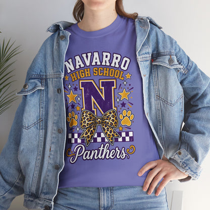 Navarro Panthers High School Tee — 'N' Leopard Ribbon Paw Print Design