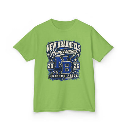 New Braunfels Homecoming 2026 Kids T‑Shirt — NB Unicorn Pride School Spirit Tee