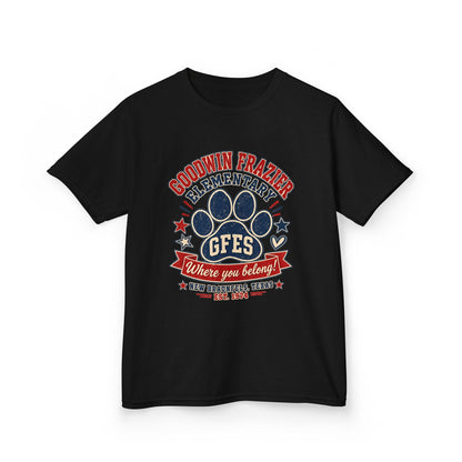 Kids Tee — Goodwin Frazier Elementary GFES Paw Print School Spirit Shirt